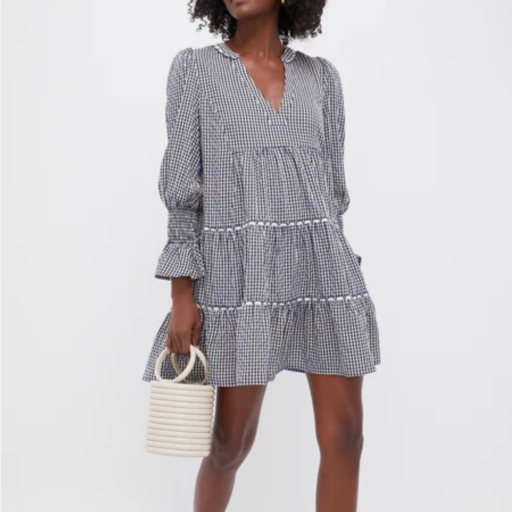 Tuckernuck Navy and White Gingham Long Sleeve Dress